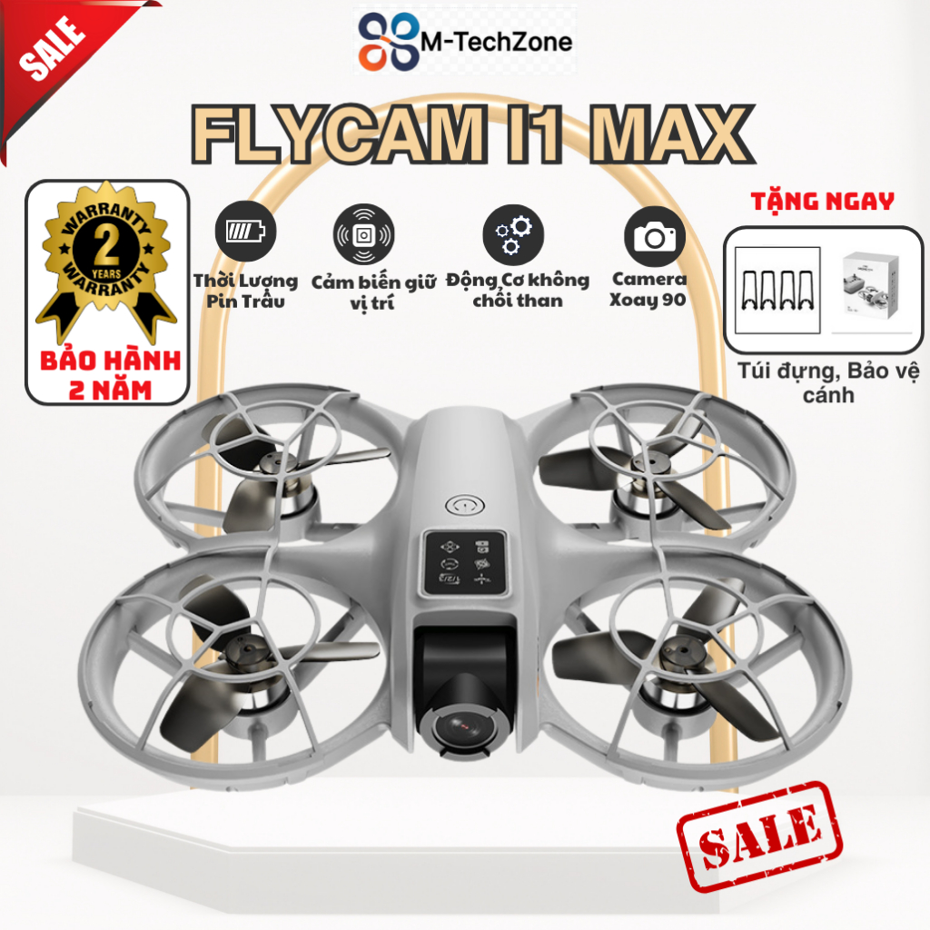 Flycam i1 Max, Drone Mini Cảm Biến Chống Va Chạm, Đông cơ không chổi than Máy Bay Điều Khiển Từ Xa