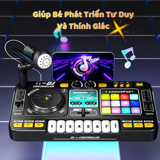 Đồ Chơi Bàn DJ Kết Hợp Đàn Piano Điện Tử 15 Hiệu Ứng Âm Thanh 37 Phím Bấm Có Kết Nối Bluetooth 5.0 Tặng Kèm Mic Hát