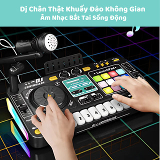 Đồ Chơi Bàn DJ Kết Hợp Đàn Piano Điện Tử 15 Hiệu Ứng Âm Thanh 37 Phím Bấm Có Kết Nối Bluetooth 5.0 Tặng Kèm Mic Hát