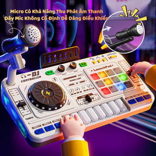 Đồ Chơi Bàn DJ Kết Hợp Đàn Piano Điện Tử 15 Hiệu Ứng Âm Thanh 37 Phím Bấm Có Kết Nối Bluetooth 5.0 Tặng Kèm Mic Hát