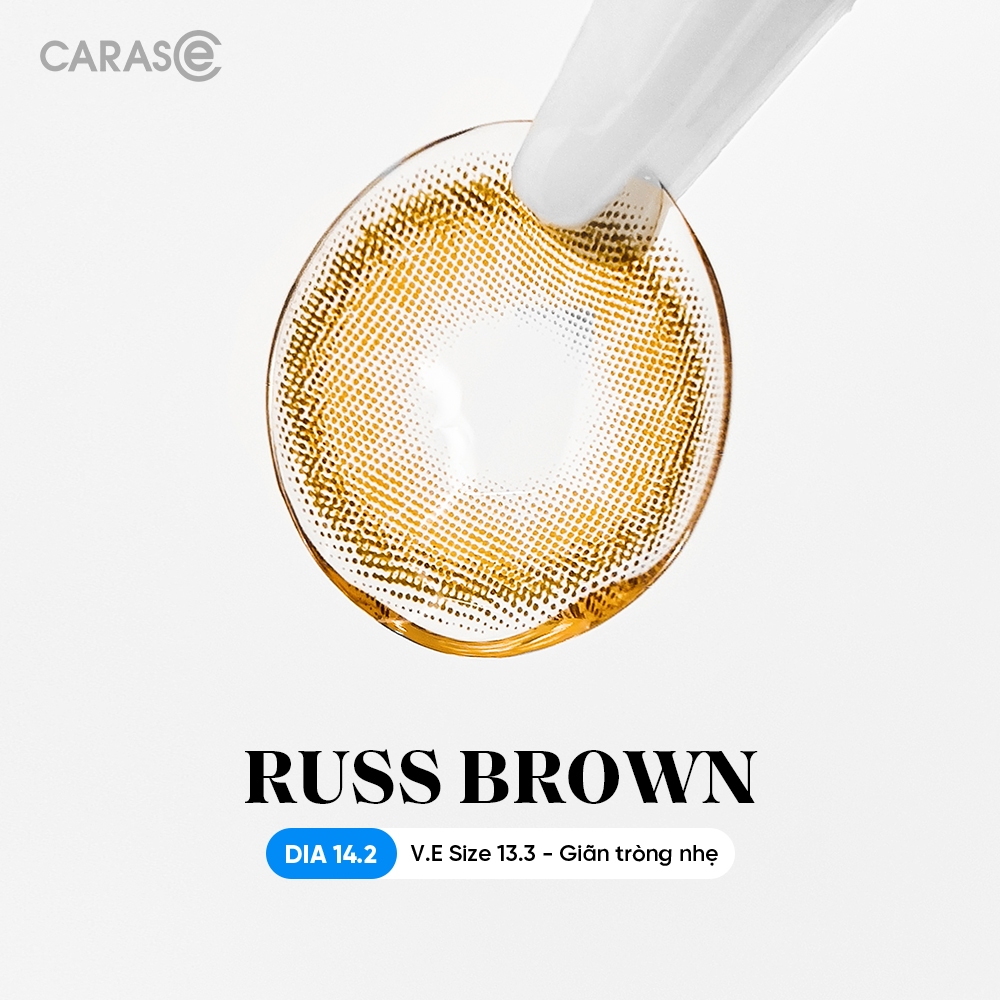 [1 Chiếc] Kính áp tròng khoá ẩm 14H 3 Tháng CARASE, Lens cận màu nâu RUSS BROWN (1 bên mắt)