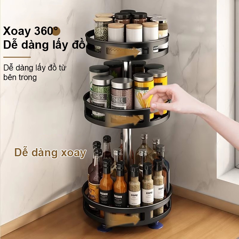 Luxe Kệ gia vị xoay 1/2/3 tầng inox kệ Đựng Gia Vị Nhà Bếp 360 độ