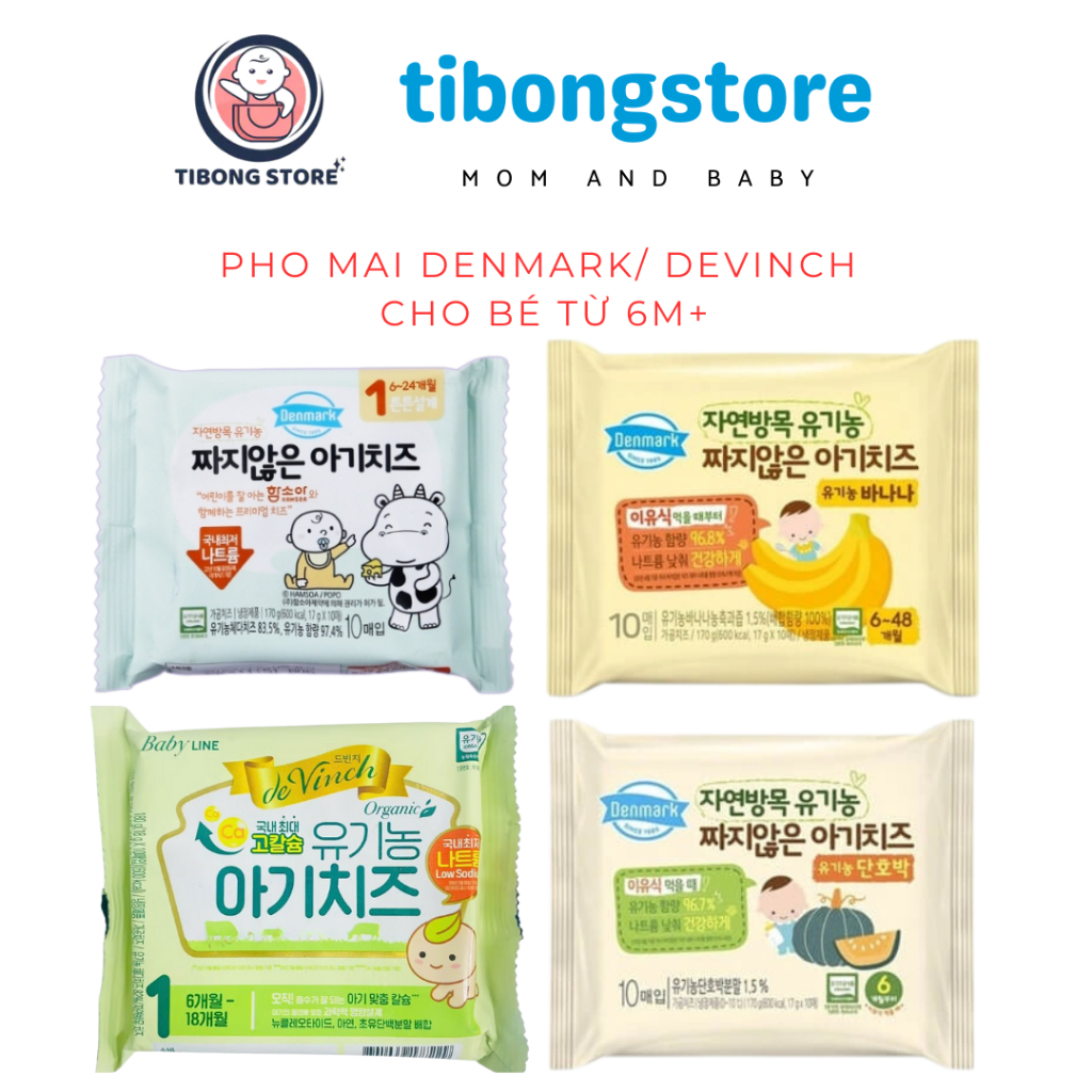 [kèm đá khô trừ hỏa tốc] Combo 2, 3 Phomai Tách muối hữu cơ DenMark/ De Vinch cho bé ăn dặm từ 6M+