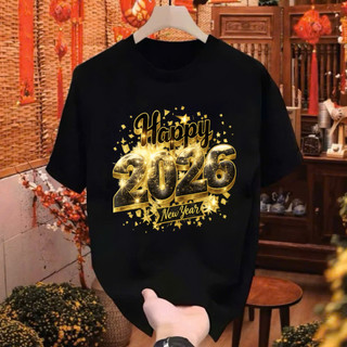 [001] Áo thun Tết 2026 Áo phông TẾT BÍNH NGỌ HAPPY NEW YEAR 2026 cổ tròn tay lửng chất thun mềm mịn oversize nam nữ