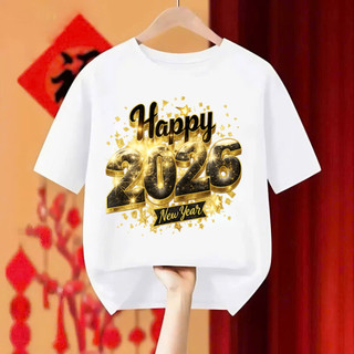[001] Áo thun Tết 2026 Áo phông TẾT BÍNH NGỌ HAPPY NEW YEAR 2026 cổ tròn tay lửng chất thun mềm mịn oversize nam nữ