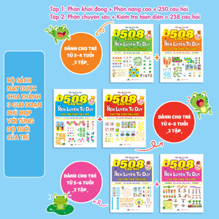 Sách - Combo 6 Cuốn – 508 Câu Hỏi Rèn Tư Duy Cho Trẻ Tiền Tiểu Học 3–6 Tuổi, Giúp Bé Thông Minh Tư Duy Logic