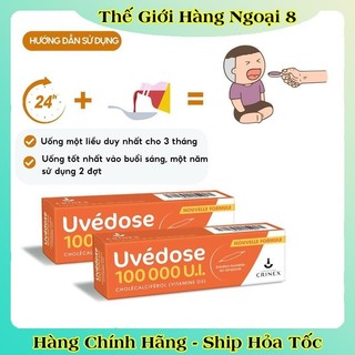 Vitamin D3 liều cao Pháp Uvedose 100000 UI ống 2ml cho bé từ 18 tháng tuổi giúp hấp thụ canxi tốt