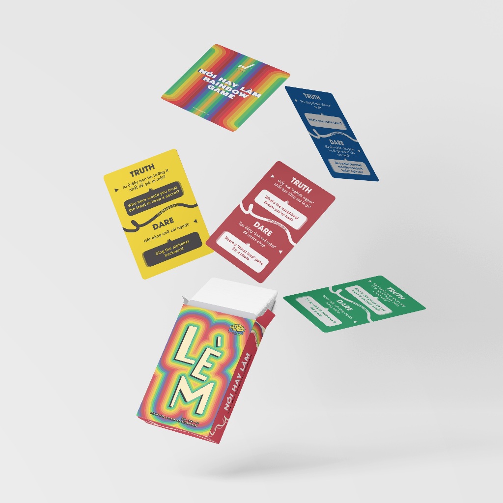 Bộ Bài Lói Lèm Rainbow Game Song Ngữ Việt Anh Giấy Cứng Drinking Game MaSoi SG