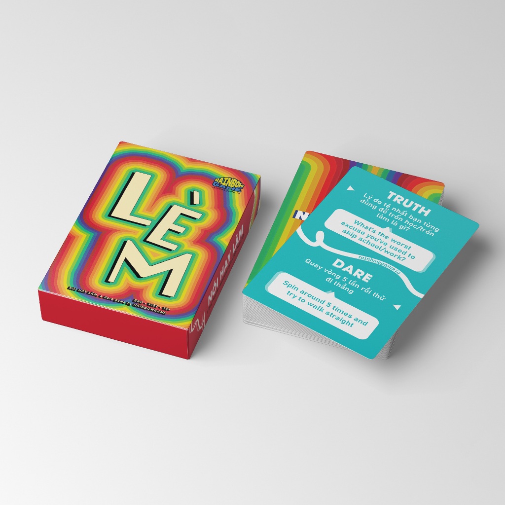 Bộ Bài Lói Lèm Rainbow Game Song Ngữ Việt Anh Giấy Cứng Drinking Game MaSoi SG