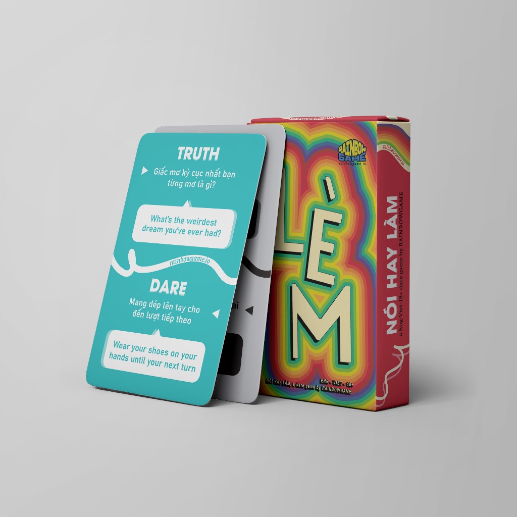 Bộ Bài Lói Lèm Rainbow Game Song Ngữ Việt Anh Giấy Cứng Drinking Game MaSoi SG