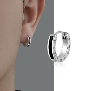 SNUOFO-Khuyên Tai Số La Mã Màu Đen Phong Cách Âu Mỹ Đường Phố Unisex Thời Trang Tặng Nam Quà Sinh Nhật