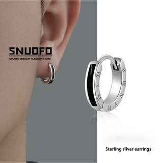 SNUOFO-Khuyên Tai Số La Mã Màu Đen Phong Cách Âu Mỹ Đường Phố Unisex Thời Trang Tặng Nam Quà Sinh Nhật