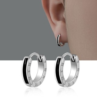 SNUOFO-Khuyên Tai Số La Mã Màu Đen Phong Cách Âu Mỹ Đường Phố Unisex Thời Trang Tặng Nam Quà Sinh Nhật