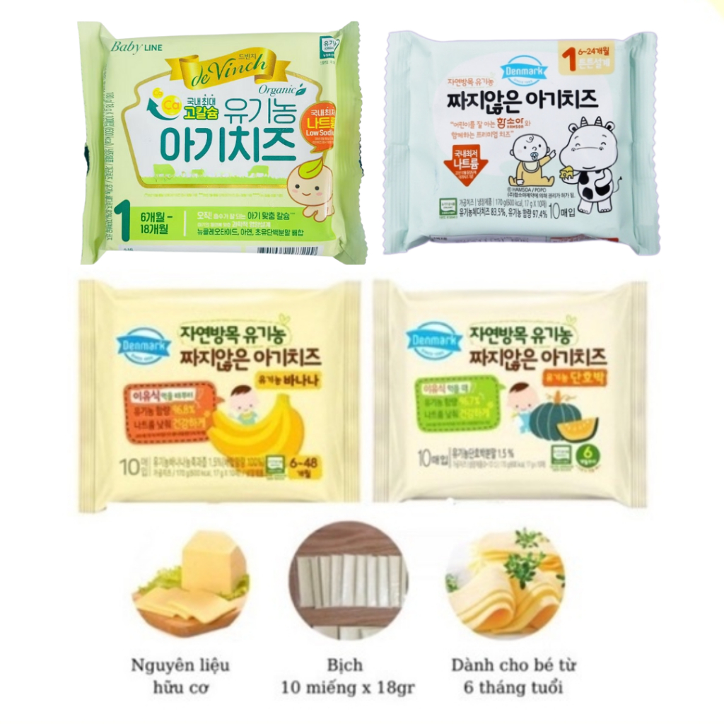[kèm đá khô trừ hỏa tốc] Combo 2, 3 Phomai Tách muối hữu cơ DenMark/ De Vinch cho bé ăn dặm từ 6M+