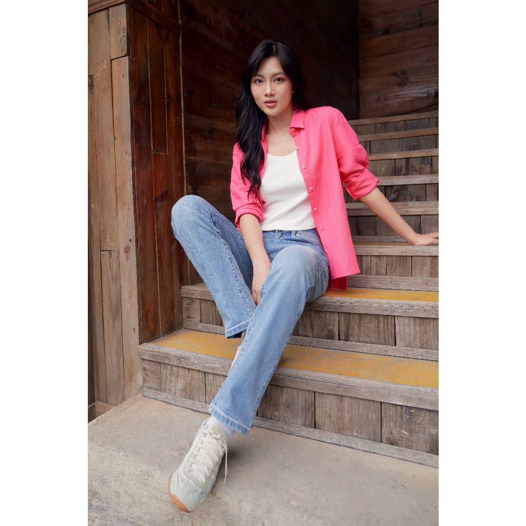 Quần Jean Nữ Nữ Dáng Suông Ống Đứng Chất Cotton Co Giãn Năng Động NINOMAXX 2508021