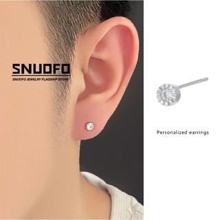 SNUOFO-Khuyên Tai Bạc Đơn Chiếc Mini Nam Dưỡng Lỗ Tai Thiết Kế Độc Lạ Phong Cách Tối Giản Thời Thượng Cho Nam Giới