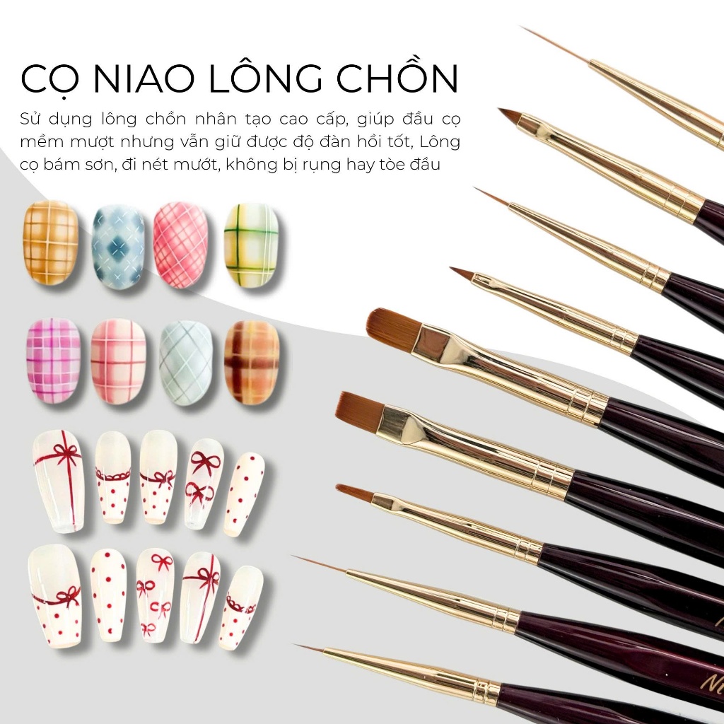 Cọ Vẽ Nail Chuyên Dụng NIAO Lông Chồn Chính Hãng – Đa Dụng Cho Kỹ Thuật Vẽ, Gel và Loang Màu