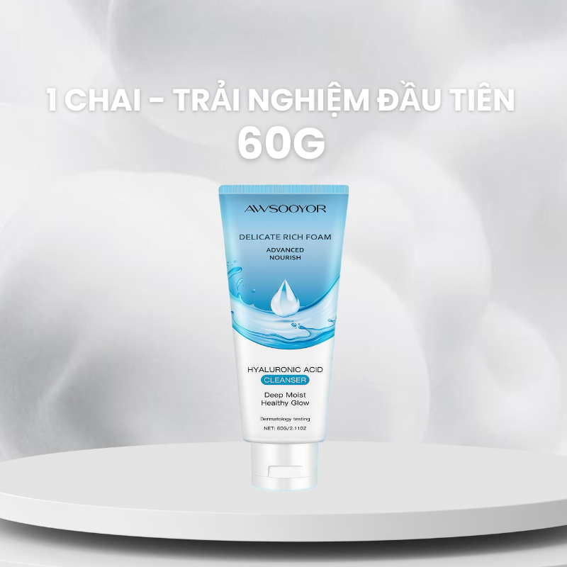 AWSOOYOR Sữa rửa mặt Amino Acid 60g rửa mặt dịu nhẹ sáng và tối, kiểm soát dầu nhẹ nhàng, da vẫn ẩm mịn sau khi rửa