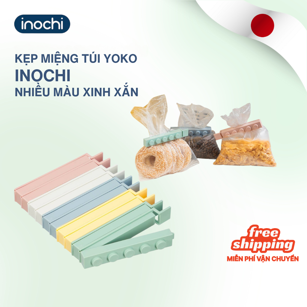 Kẹp Miệng Túi Bảo Quản Thực Phẩm Thức Ăn Yoko Inochi (Bộ 10 cái) Thiết Kế Lego Xinh Xắn