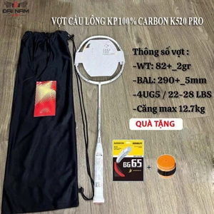 Vợt Cầu Lông KP K520 Pro Nội Địa 4U G5 Full Carbon Căng Sẵn + Tặng Cuốn Cán Và Túi Vải