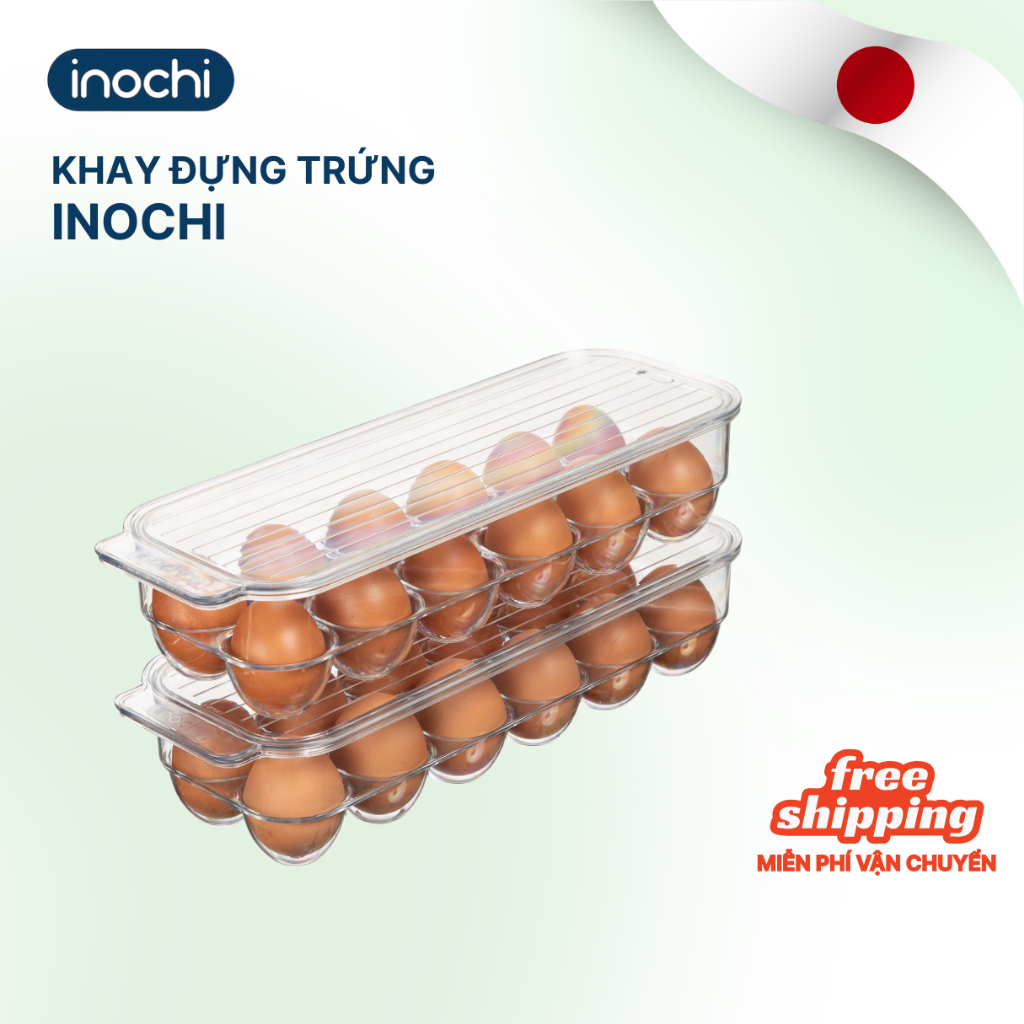 Khay đựng trứng hộp lưu trữ có nắp đậy trong suốt inochi tủ lạnh thông minh, sang trọng