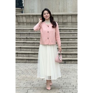 Áo Len Cardigan Cổ Tròn Cúc Đồng Hoa Hồng LAMER N65C24T156