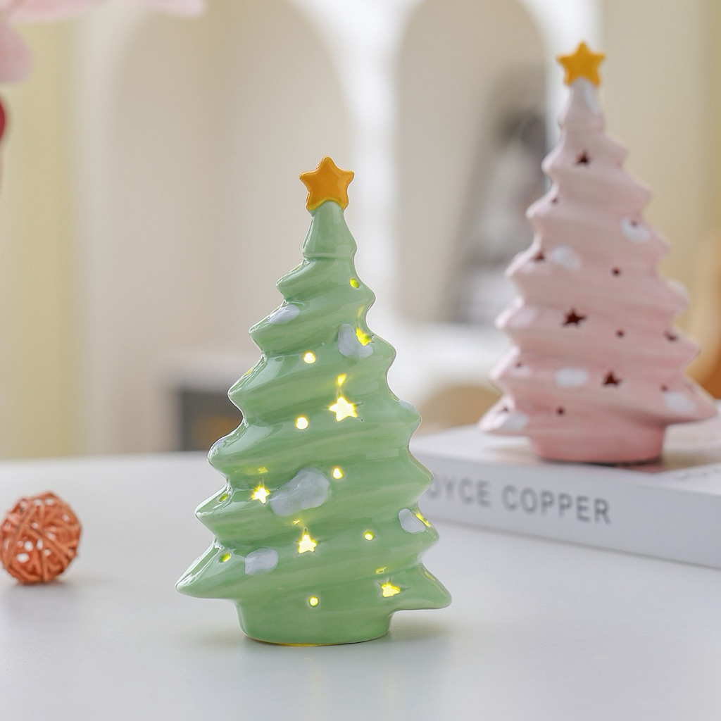 Đèn Ngủ Sứ Hình Cây Thông Noel Giáng Sinh Quà Tặng Độc Đáo Dễ Thương Unisex