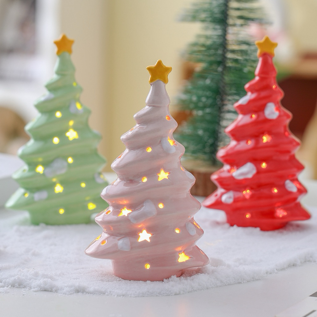 Đèn Ngủ Sứ Hình Cây Thông Noel Giáng Sinh Quà Tặng Độc Đáo Dễ Thương Unisex