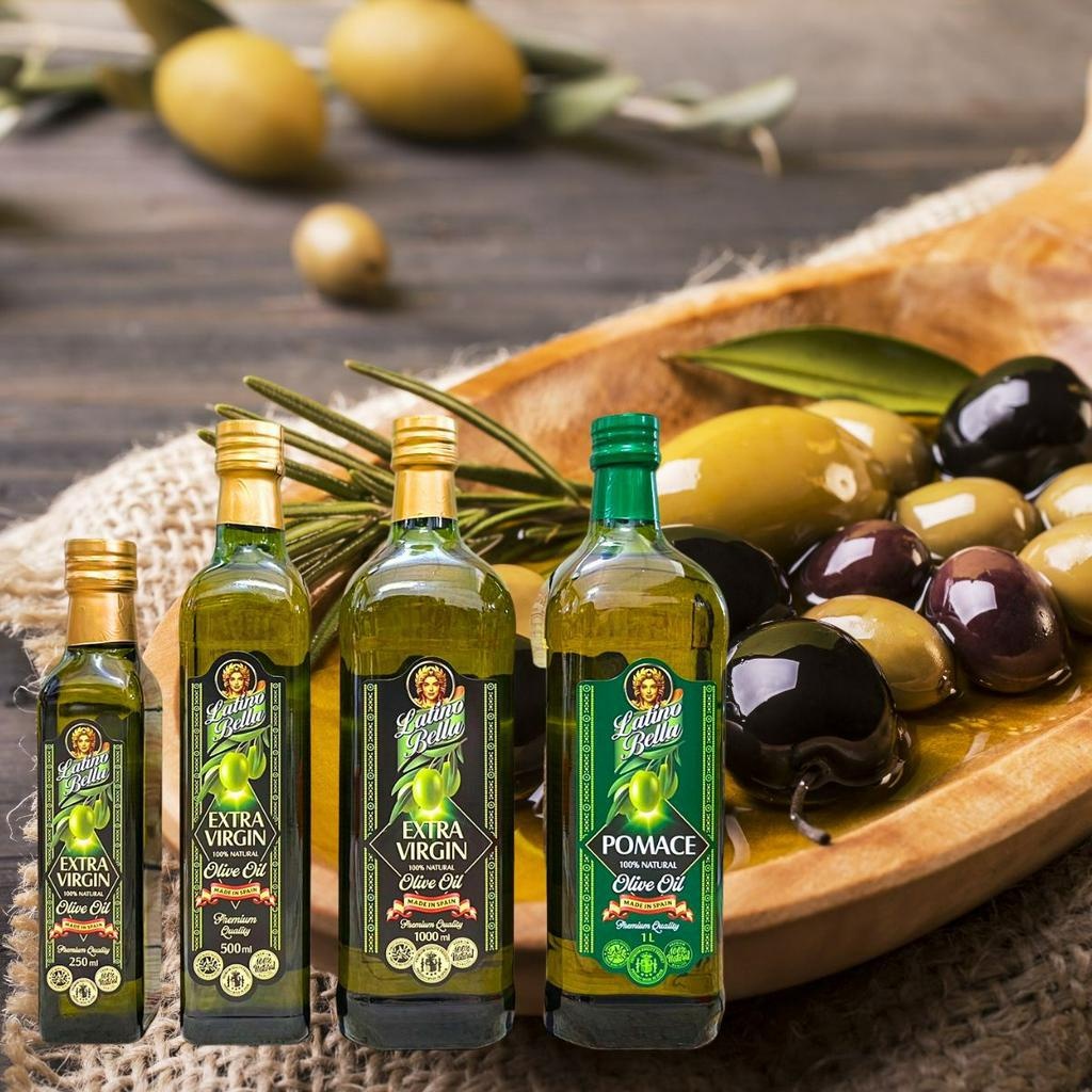 Dầu Olive Nguyên Chất Extra Virgin Latino Bella 250ml đến 1L Dùng Nấu Ăn Hoặc Làm Đẹp