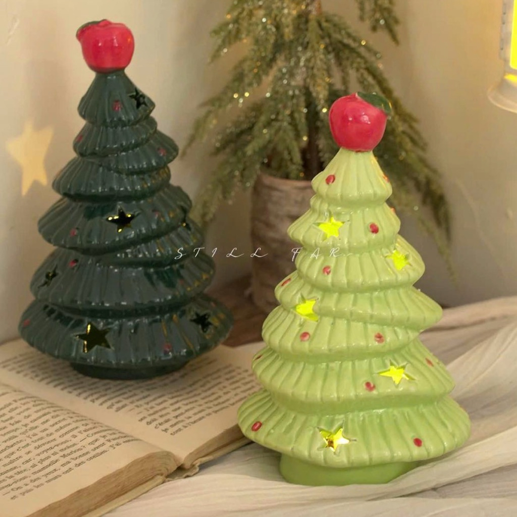 Đèn Ngủ Sứ Hình Cây Thông Noel Giáng Sinh Quà Tặng Độc Đáo Dễ Thương Unisex