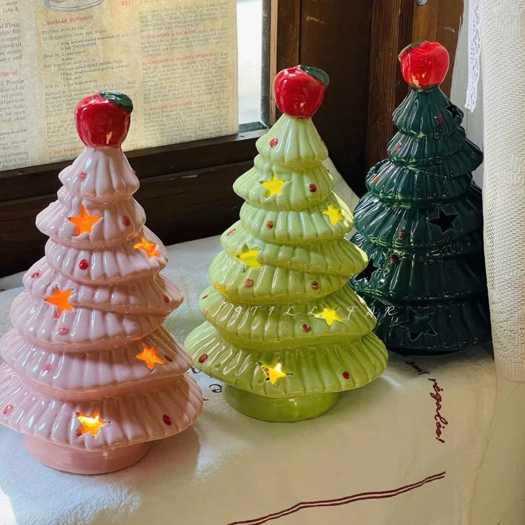 Đèn Ngủ Sứ Hình Cây Thông Noel Giáng Sinh Quà Tặng Độc Đáo Dễ Thương Unisex