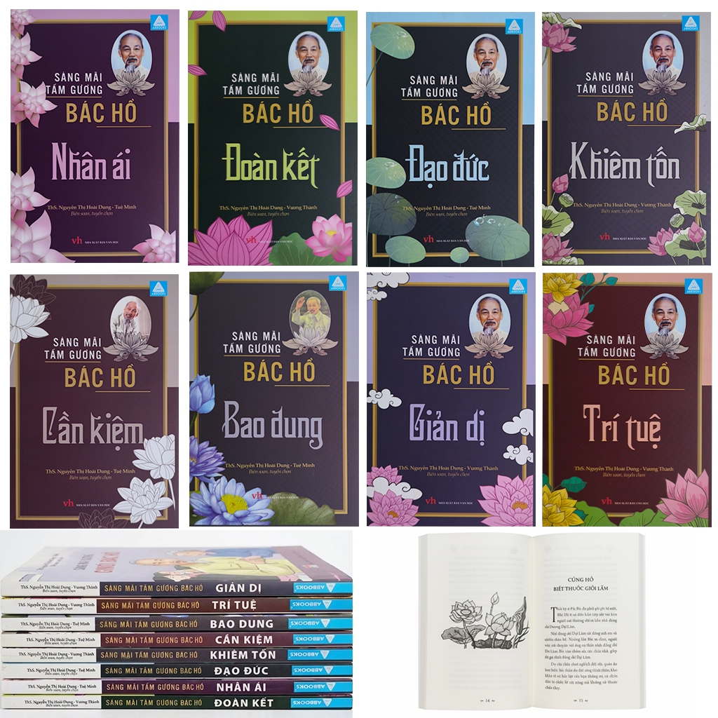 Sách Sáng Mãi Tấm Gương Bác Hồ -Bộ 8 Quyển – Giản Dị Trí Tuệ Nhân Ái Khiêm Tốn Đạo Đức