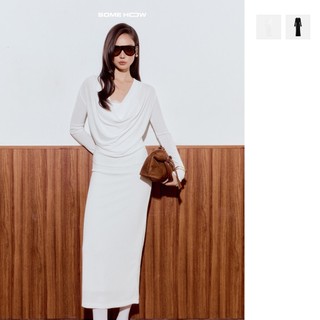 [New12] Đầm Dài Rib Drape Seta Áo Khoác Thun Gạo Thoải Mát Mềm Mại Thanh Lịch Sang Trọng, WDD092  SOME HOW STORE
