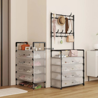 Kệ Để Giày 5 Tầng Có Màn Chắn Kèm 8 Móc Treo Tiện Lợi, Chống Bụi, Gọn Gàng, Đa Năng Tiện Lợi