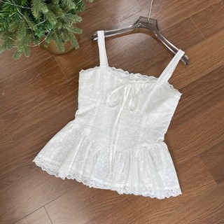 𝐃𝐚𝐦𝐢 𝐓𝐨𝐩 - Áo kiểu nữ, áo 2 dây xô hoa phối ren nhien.official NAS00036