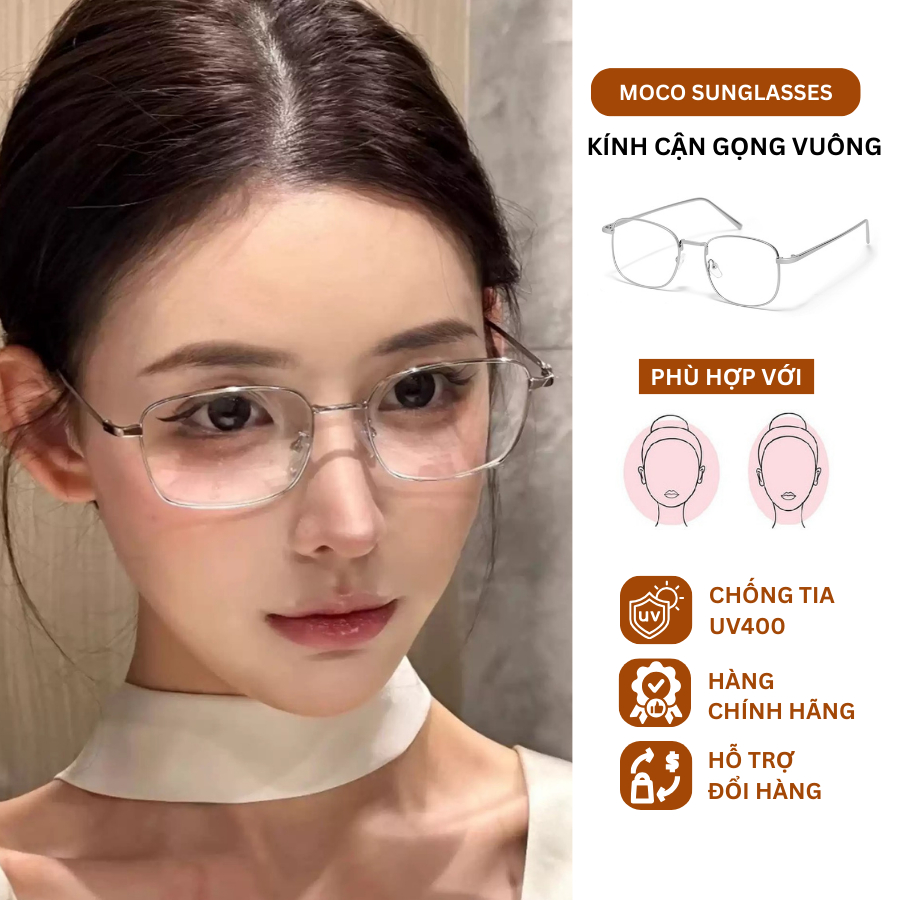 Kính Mắt Thời Trang MOCO 1705 Gọng Kim Loại Sang Chảnh, Chống Ánh Sáng Xanh, Lắp Tròng Cận