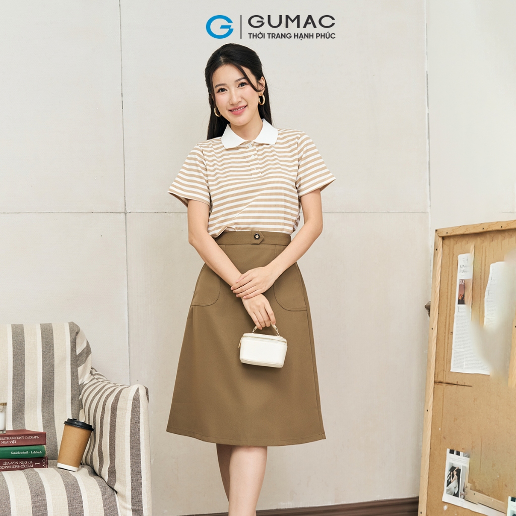 Chân Váy Chữ A Nữ GUMAC Chân Váy Công Sở Lưng Cao Dáng Dài Chất Tuyết Mưa Có Túi Đắp Thanh Lịch LVE1202
