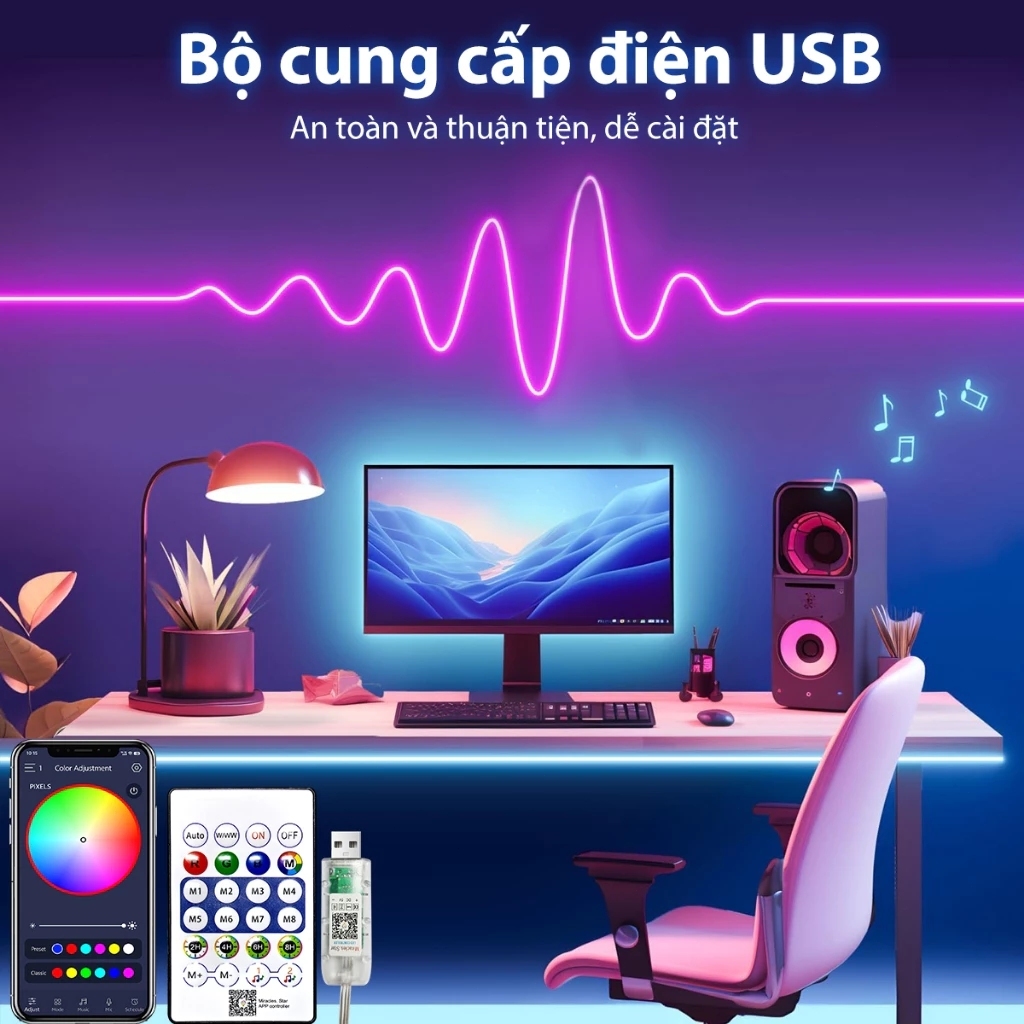 Đèn neon 10M 5V ARGB,Dây đèn neon chạy đuổi ARGB trang trí decor tường phòng ngủ,góc làm việc PC,phòng khách | BigBuy360 - bigbuy360.vn