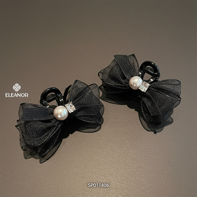 Set kẹp tóc nữ càng cua mini Eleanor Accessories hình nơ sang trọng phụ kiện tóc kẹp nữa đầu 11045
