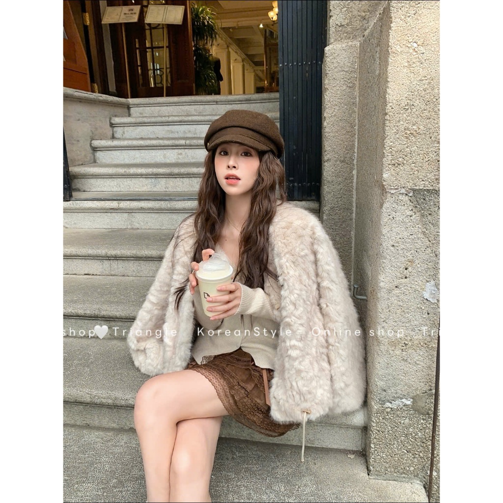 TRIANGLE - Paris Fur Coat (Cân nhắc kỹ, returned is not welcomed)- Áo khoác lông phong cách Pháp dày dặn và cao cấp