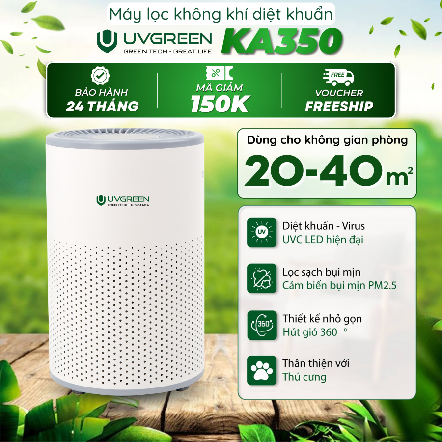 [CHÍNH HÃNG] Máy Lọc Không Khí Diệt Khuẩn UVGREEN KA350 | Dùng cho ...