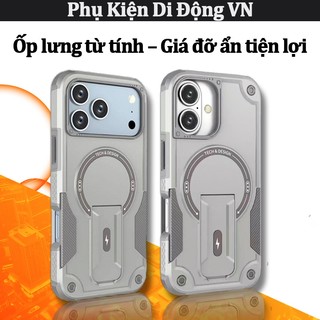 Ốp lưng iPhone chống sốc chuẩn quân đội chân đế ẩn hỗ trợ sạc từ tính cho iPhone 17 Air 16 15 14 13 Pro Max