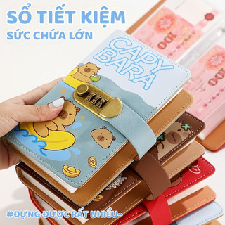 Sổ tiết kiệm đựng tiền Capybara có khóa dễ thương – Sổ quản lý chi tiêu tiện lợi, đồng hành 100 ngày tiết kiệm