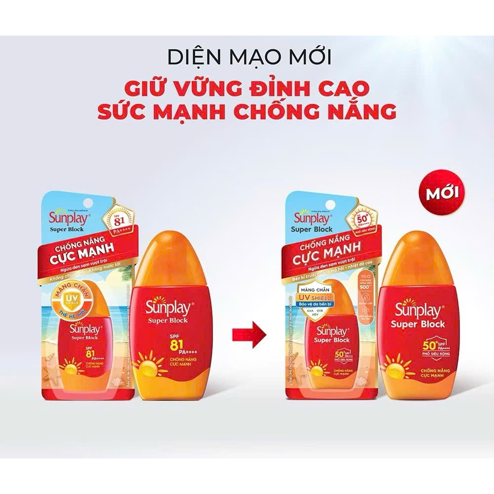 Kem chống nắng Sunplay cực mạnh, ngừa đen sạm da hiệu quả dạng sữa Sunplay Super Block SPF 50+, PA++++ 70g
