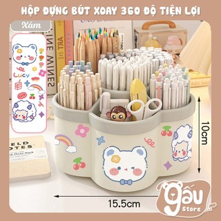 Hộp Đựng Bút Để Bàn Xoay 360 Độ Thiết Kế Bông Hoa 6 Ngăn, Khay Đựng Đồ Văn Phòng Phẩm Để Bàn Đa Năng
