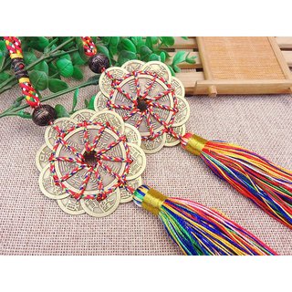 Đồng xu hoa mai thập toàn kiểu dây dệt nhiều màu may mắn- Phụ Kiện Mang May Mắn Phong Thủy
