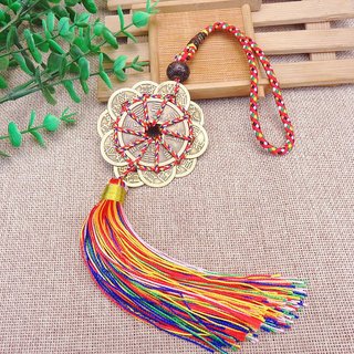 Đồng xu hoa mai thập toàn kiểu dây dệt nhiều màu may mắn- Phụ Kiện Mang May Mắn Phong Thủy