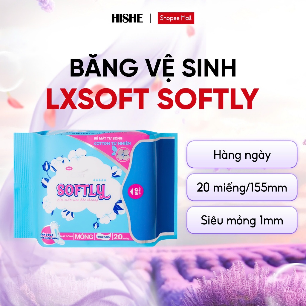 Băng vệ sinh Lxsoft Softly Siêu mỏng, mềm mại, KHÔNG bạc hà, phù hợp với làn da nhạy cảm