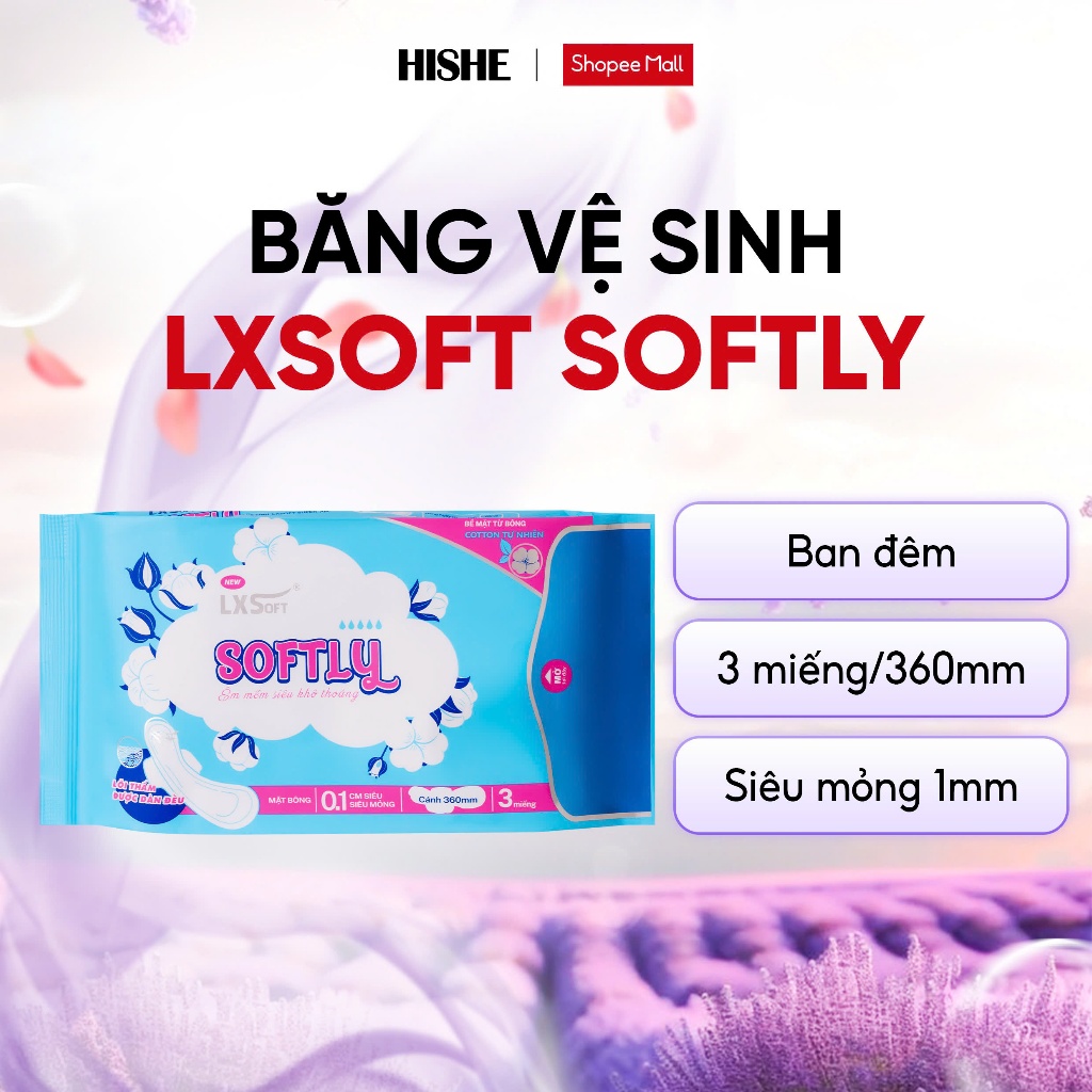 Băng vệ sinh Lxsoft Softly Siêu mỏng, mềm mại, KHÔNG bạc hà, phù hợp với làn da nhạy cảm
