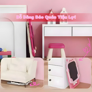 Bảng Vẽ 2 Mặt Cỡ Lớn Hình Gấu Dâu, Gấu Trúc, Dễ Dàng Điều Chỉnh Chiều Cao Phù Hợp Cho Bé, Đi Kèm Ghế Ngồi Và Bút Màu Vẽ